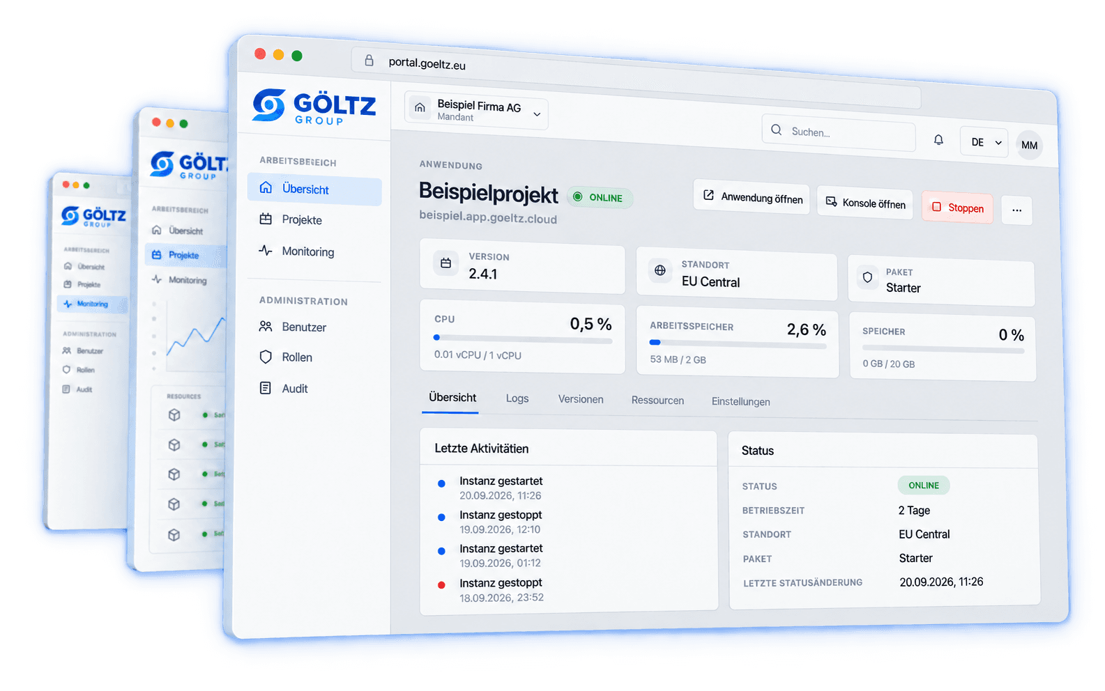 Göltz Portal — Übersicht Ihrer Anwendungen und Dienste